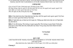 Nghị định 56-CP quy chế cho người nước ngoài, ngưới Việt Nam định cư ở nước ngoài thuê nhà tại Viẹt nam