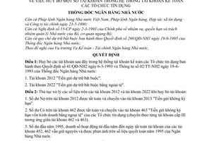 Quyết định 273/QĐ-NH2 huỷ bỏ tài khoản trong hệ thống tài khoản kế toán tổ chức tín dụng