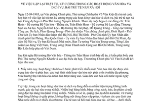 Thông báo 128/TB lập lại trật tự kỷ cương hoạt động văn hóa dịch vụ bài trừ tệ nạn xã hội