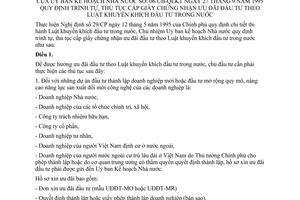 Thông tư 06/UB-QLKT quy định trình tự thủ tục cấp giấy chứng nhận ưu đãi đầu tư theo Luật khuyến khích đầu tư trong nước