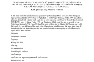 Công văn 3050UB/TMDV danh mục hàng thay thế hàng nhập khẩu để bán ngoại tệ cho các xí nghiệp có vốn đầu tư nước ngoài
