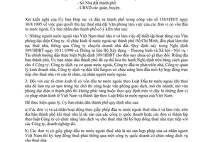 Công văn 2637/UB-KT thủ tục thuê nhà đặt văn phòng làm việc đơn vị có vốn đầu tư nước ngoài