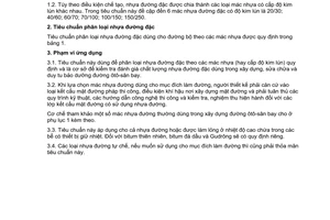 Tiêu chuẩn ngành 22TCN 227:1995 về phân loại nhựa đường đặc (bi tum đặc) dùng cho đường bộ