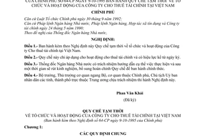 Nghị định 64-CP quy chế tạm thời về tổ chức và hoạt động của công ty cho thuê tài chính tại Việt nam