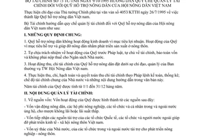 Thông tư 73-TC/TCNH hướng dẫn quy chế quản lý tài chính Quỹ hỗ trợ nông dân hội nông dân Việt nam