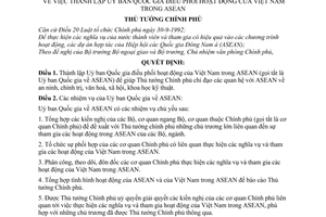 Quyết định 651-TTg thành lập Uỷ ban quốc gia điều phối hoạt động Việt Nam trong ASEAN