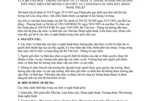 Thông tư 67/TC-TT hướng dẫn chế độ phụ cấp chức vụ lãnh đạo nhà hát, đoàn nghệ thuật