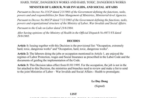 Decision No. 1453/LDTBXH-QD on promulgating the provisional list of occupation