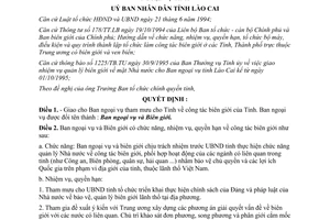 Quyết định 428/QĐ.UB 1995 giao nhiệm vụ công tác biên giới cho Ban ngoại vụ Lào Cai