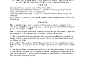 Nghị định 66-CP chức năng, nhiệm vụ, quyền hạn và cơ cấu tổ chức của Cục Dự trữ quốc gia