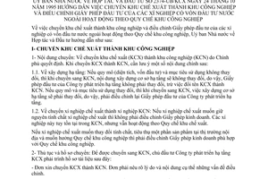 Thông tư 2374-UB/KCX hướng dẫn chuyển khu chế xuất thành khu công nghiệp điều chỉnh giấy phép đầu tư xí nghiệp vốn đầu tư nước ngoài hoạt động