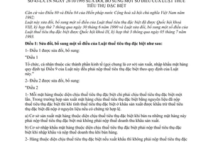 Luật Thuế Tiêu thụ đặc biệt 1995 sửa đổi 43-L/CTN