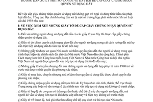Công văn 1427/CV/ĐC hướng dẫn xử lý vấn đề đất đai để cấp giấy chứng nhận quyền sử dụng đất