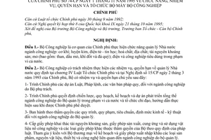 Nghị định 74-CP chức năng, nhiệm vụ, quyền hạn và tổ chức bộ máy bộ công nghiệp