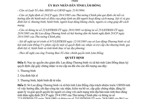 Quyết định 1165/QĐ-UB ủy quyền cấp chứng nhận trợ cấp ưu đãi thương binh tuất gia đình liệt sĩ Lâm Đồng 1995