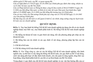 Quyết định 1141-TC/QĐ/CĐKT chế độ kế toán doanh nghiệp