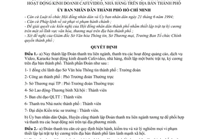 Quyết định 7596/QĐ-UB-NCVX thành lập Đoàn thanh tra liên ngành, lập lại một bước trật tự, kỷ cương hoạt động quảng cáo, dịch vụ Video Karaoke TPHCM