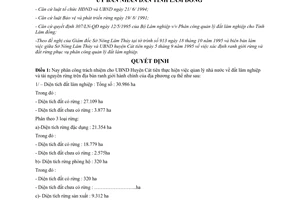 Quyết định 1196/QĐ-UB 1995 phân công quản lý đất lâm nghiệp Cát Tiên Lâm Đồng