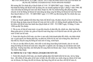 Thông tư 81-TC/CĐKT hướng dẫn chuyển sổ khi áp dụng hệ thống tài khoản kế toán doanh nghiệp