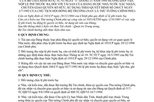 Thông tư 82 TC/VI hướng dẫn nộp lệ phí trước bạ tài sản Đảng được Nhà nước xác nhận; chuyển giao quyền sở hữu, sử dụng theo Quyết định 248/CT