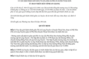 Quyết định 940/QĐ-UB 1995 xác định ranh giới hành chính Long Xuyên Thoại Sơn An Giang