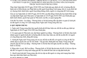 Thông tư liên tịch 83/TT-LB hướng dẫn cấp phát quản lý kinh phí ưu đãi người có công Cách mạng thuộc Ngân sách Trung ương