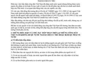 Chỉ thị 747-TTg tiếp nhận trở lại công dân Việt Nam không được nước ngoài cho cư trú