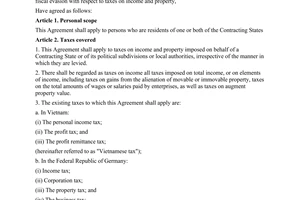 Agreement between the government VietnamGermathe for the avoidance of double tax