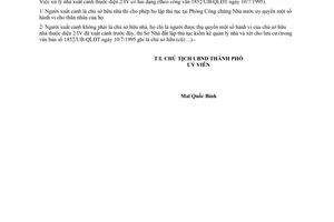 Công văn 3420/UB-QLĐT giải quyết 04 hồ sơ nhà diện 2/IV đã có danh sách chuyến bay xuất cảnh