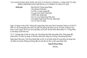 Công văn 423/CV-VP đính chính nội dung TT  05/TT-NH5
