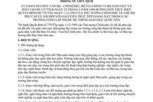 Thông tư liên bộ 125/TTLB chế độ phụ cấp ưu đãi giáo viên giảng dạy trường công lập hệ thống giáo dục quốc dân
