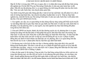 Chỉ thị 39/CT-UB năm 1995 thực hiện Chỉ thị 406/TTg cấm sản xuất buôn bán đốt pháo Phú Thọ