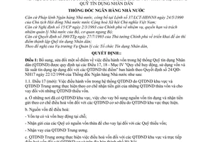 Quyết định 343/QĐ-NH17 điều hành vốn hệ thống Quỹ tín dụng nhân dân sửa đổi điều hành vốn trong hệ thống Quỹ tín dụng nhân dân