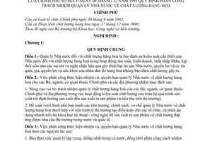 Nghị định 86-CP quy định phân công trách nhiệm quản lý nhà nước về chất lượng hàng hoá