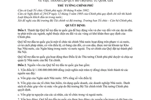 Quyết định 808-TTg thành lập Quỹ hỗ trợ Đầu tư quốc gia