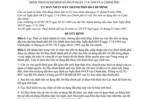 Quyết định 8225/QĐ-UB-KT tổ chức thu tiền sử dụng đất địa bàn thành phố Hồ Chí Minh hướng dẫn Nghị định 89/CP