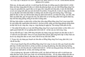 Chỉ thị 815-TTg quy hoạch xây dựng khu dân cư đồng bằng sông Cửu long