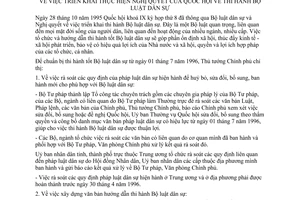 Chỉ thị 883-TTg triển khai thực hiện nghị quyết quốc hội thi hành Bộ luật dân sự