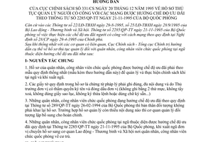 hướng dẫn 331/CS hồ sơ thủ tục quản lý người có công với cách mạng hưởng chế độ ưu đãi theo Thông tư  2285/QP-TT