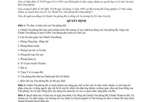 Quyết định 402/QĐ-TCCB năm 1995 tổ chức và biên chế của Văn phòng Bộ