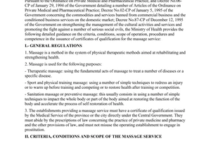 Circular No.19-BYT/TT, guiding the management of the massage service, promulgated by the Ministry of Health