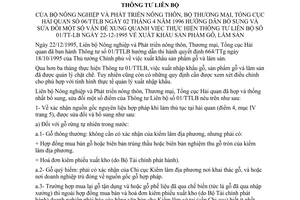 Thông tư liên bộ 06/TTLB xuất nhập khẩu sản phẩm gỗ, lâm sản sửa đổi Thông tư liên bộ 01/TT-LB