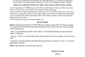 Quyết định 275/TĐC-QĐ "Quy định các loại hình lắp ráp và sản xuất động cơ đốt trong" sửa đổi Quyết định 232/TĐC-QĐ