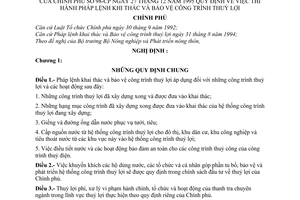 Nghị định 98-CP quy định thi hành Pháp lệnh khai thác và bảo vệ công trình thuỷ lợi