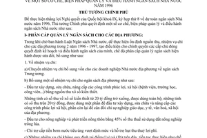 Quyết định 861/TTg cơ chế, biện pháp quản lý điều hành ngân sách Nhà nước 1996