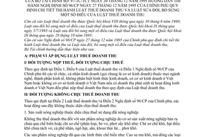 Thông tư 97-TC/TCT Luật thuế doanh thu luật sửa đổi uật thuế doanh thuế doanh thu hướng dẫn nghị định 96/CP