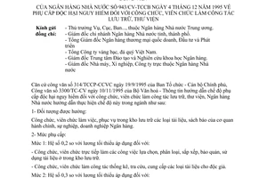 Công văn 943/CV-TCCB phụ cấp độc hại nguy hiểm công chức, viên chức làm công tác lưu trữ, thư viện.