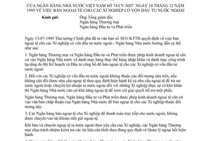 Công văn 74/CV-NH7 của ngân hàng nhà nước việt nam bán ngoại tệ cho các Xí nghiệp có vốn đầu tư nước ngoài
