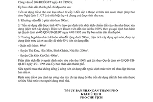 Công văn 4106/UB-QLĐT định mức đất để bán nhà thuộc sở hữu nhà nước