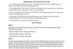 Quyết định 01/QĐ-NH1 phát hành tín phiếu Ngân hàng Nhà nước tổ chức tín dụng 1996